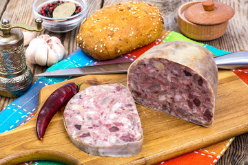 Piece of fresh cutlet with cut slice