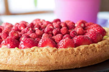 fruit cheese cake with wild strawberry