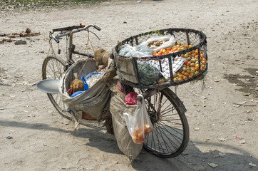 Bicycle Fruit Shop or greengrocery at Kathmanthu, Nepal