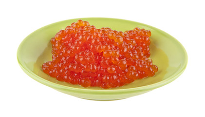 red caviar in a green dish