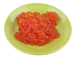 red caviar in a green dish
