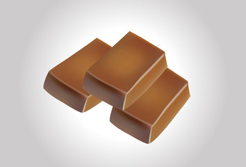 caramel candies on white