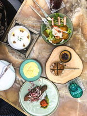 Set of dishes for lunch