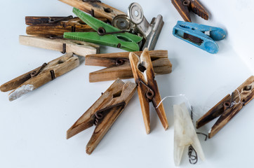 Wooden clothespins for hanging clothes
