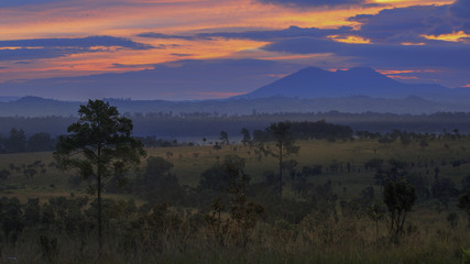 Sky and tree mountain morning./Viewpoint (Park Thung Salaeng Luang), Phitsanulok, Thailand.