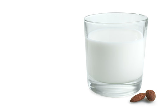 Glass of milk and almonds