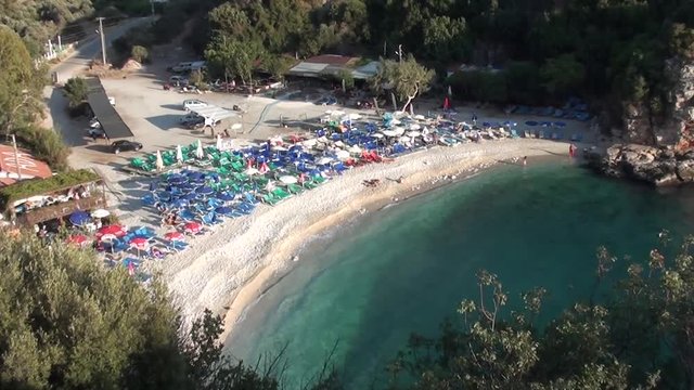 BUYUK CAKIL BEACH, KAS, TURKEY &ndash; September 23, 2013: Empty Beach in bay, low season, top view