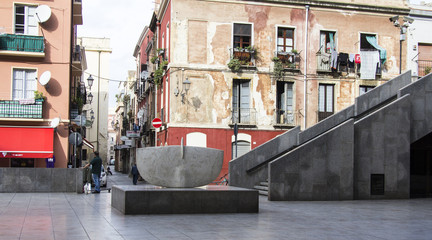 Fototapeta premium Cagliari: dettaglio dei palazzi all'interno del quartiere 