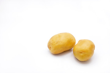 Closeup Fresh Potato on White Background