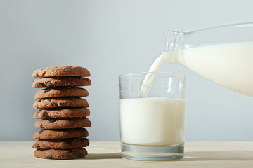 Pouring milk into glass