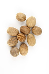 nutmeg seeds isolated on a white background