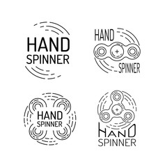 Hand spinner vector in a outline style. Several types of spinners logos, icons, flat style.