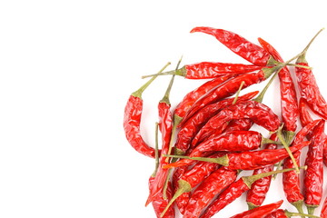 dried thai chili peppers isolated on a white background