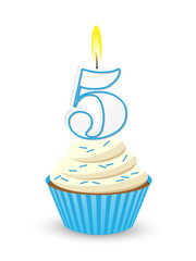 Blue Birthday Cupcake for 5th Birthday
