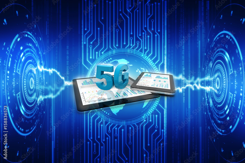 Poster 3d rendering 5g network 5g connection with data