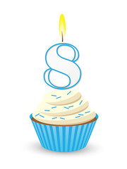 Blue Birthday Cupcake for 8th Birthday