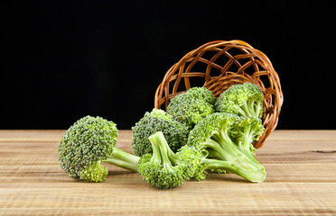 Fresh broccoli in a basket