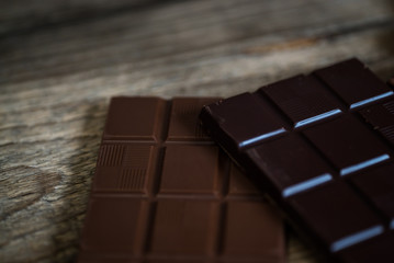 Variety of sweet homemade chocolate pralines and chocolate bars