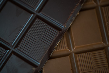 Variety of sweet homemade chocolate pralines and chocolate bars