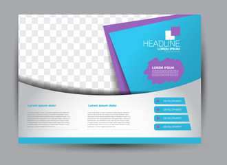 Flyer, brochure, billboard template design landscape orientation for education, presentation, website. Blue and purple color. Editable vector illustration.