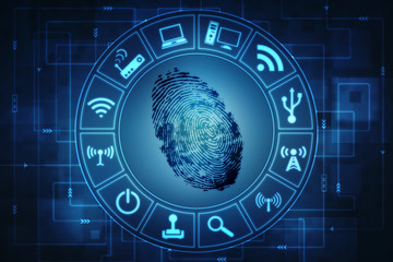 Fingerprint Scanning Technology Concept 2d Illustration
