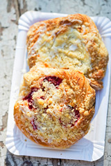 Fresh pastry with strawberries and cheese 