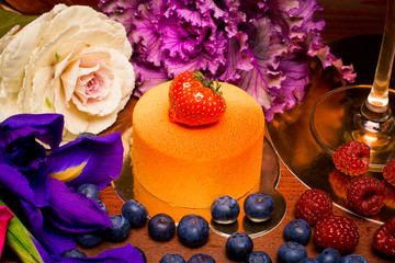 Round cake with fresh berries