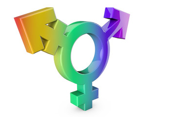 Transsexual symbol on a plain white background. 3D Rendering