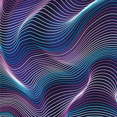 Abstract wavy lines background pink and blue colors. Striped textile imitation.