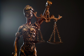 Lady Justiice. Books and Gavel.