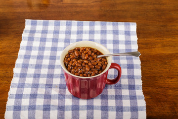 Baked Beans in Red Mug