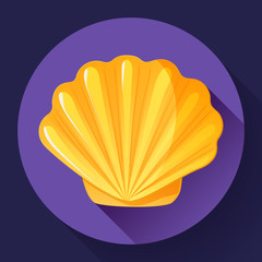 gold Sea shell icon vector shell logo template. Seafood flat icon.