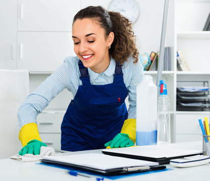 Portrait of girl doing professional clean-up
