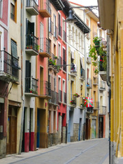 Ancient street. Pamplona, Navarre, Spain.