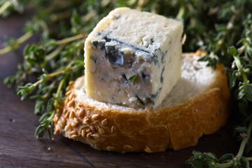 Blue cheese and branches of thyme