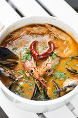 mixed fresh creamy spicy seafood soup