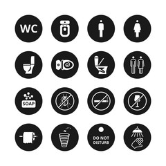 Public toilet vector icons. Wc restroom simple symbols