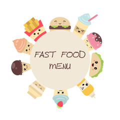 Background with cute fast food meals
