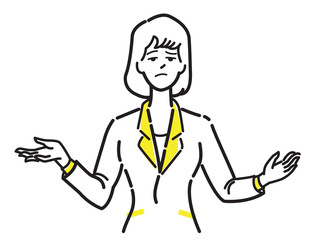 Unhappy businesswoman shrugging