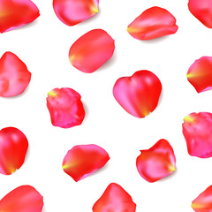 Red rose petals. Realistic vector