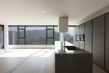 Island kitchen in a wide room