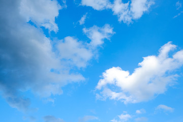 Clear blue sky with white cloud for background backdrop use