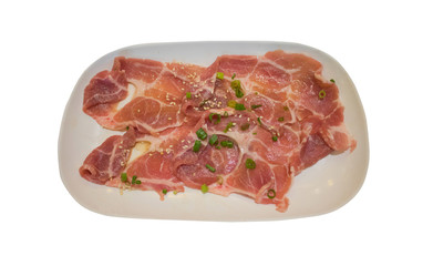 Meat pork slices pork loin on a white background