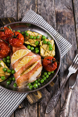 Baked fish with vegetables