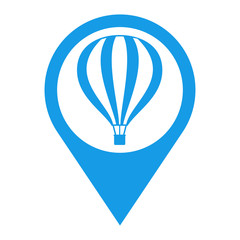 Icono plano localizacion globo aerostatico azul
