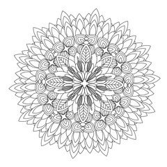 Flower Mandala vector illustration. Oriental pattern, vintage decorative elements. Islam, Arabic, Indian, moroccan, turkish ottoman motifs Coloring page