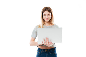 Fototapeta premium Woman using laptop computer