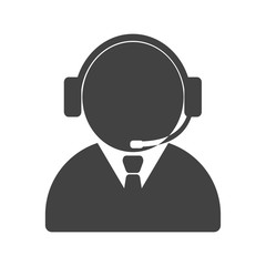 Call center operator in abstract style. Figure of businessman in headset. Flat style icon. Vector illustration