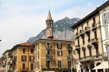 City of Lecco on Lake Como, Lombardy Italy 