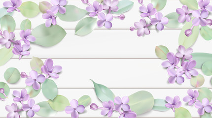 Fototapeta na wymiar Pastel background with lilac flowers.